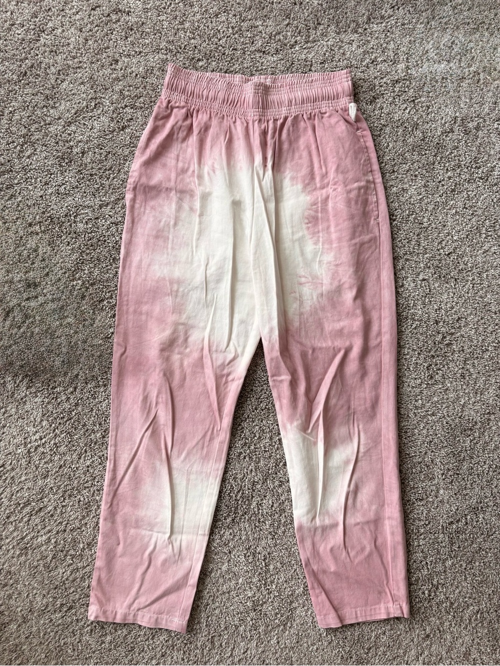 Cookman Pink and White Tie-Dye Pants
